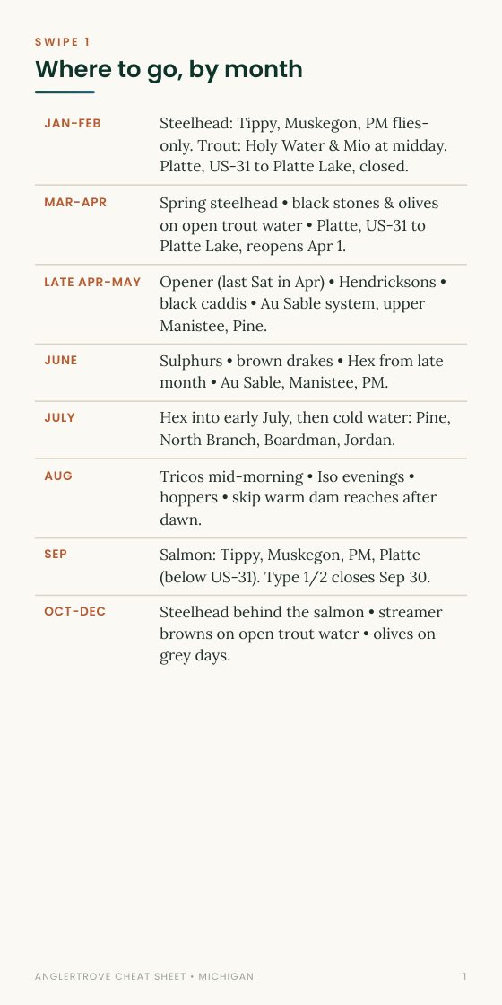 Seasonal Cheat Sheet page from the Michigan Playbook, shown on a phone