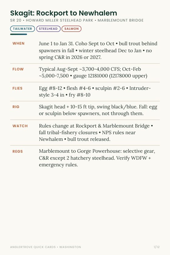 River Quick-Info Card page from the Washington Playbook, shown on a phone
