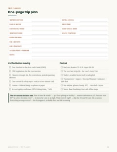 A page from the Fly Fishing Trip Planner